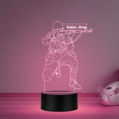 3D Illusion Indian Army Soldier Led Night Light lamp Multicolored light Gift For Soldier